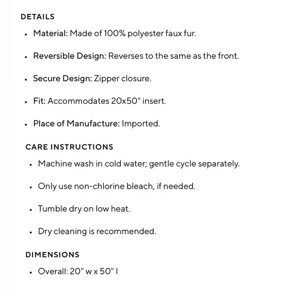 Pottery Barn mink faux fur body pillow cover - Picture 4 of 6